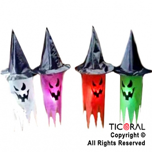 DECORACION FANTASMA BRUJA CON LUZ HALLOWEEN 30CM X 58CM x 1